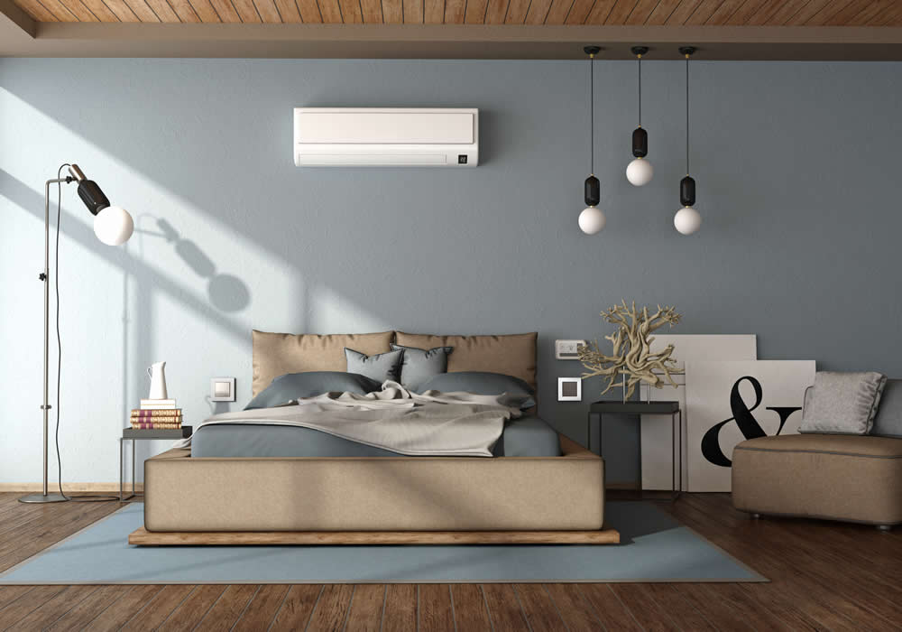 Bedroom With Ductless Ac Unit